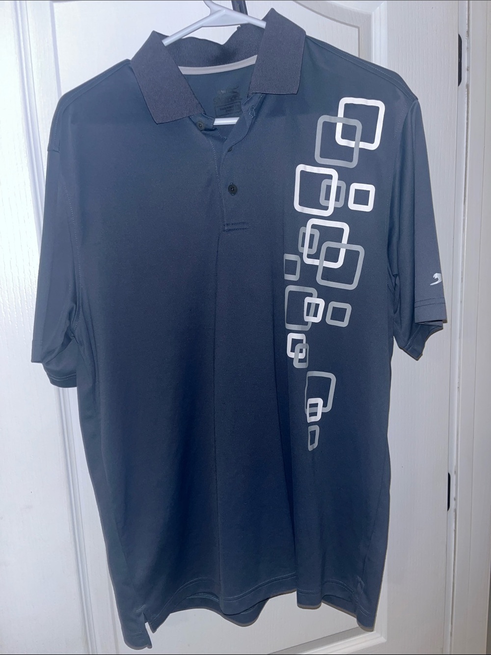 Slazenger Men's Dark Gray Polo with White Geometric Squares